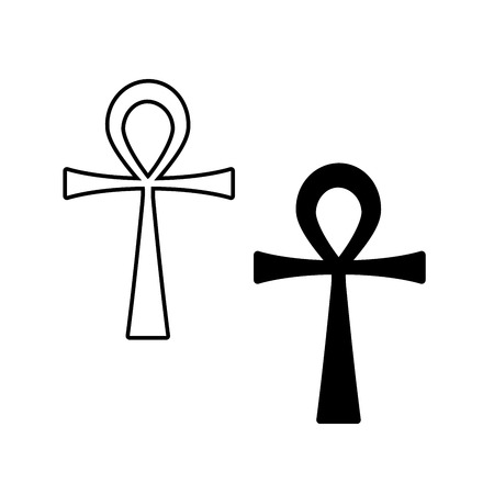 Ankh Symbol. Vector Egyptian Cross isolated on white. Black and whiteのイラスト素材