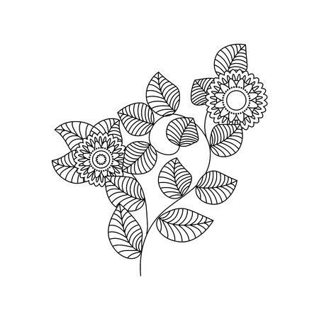 Mono color black line art element for adult coloring book page design.Floral collection.のイラスト素材