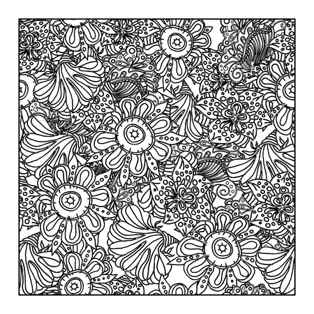 Coloring book page design with pattern. Mandala ethnic ornament. Isolated vector illustration in doodle style. Headwear or neckwear design.のイラスト素材