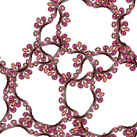 Mandala frames in the seamless pattern. doodle or doodle style ornament with mandalas and floral elements. For fabric textile or print designのイラスト素材