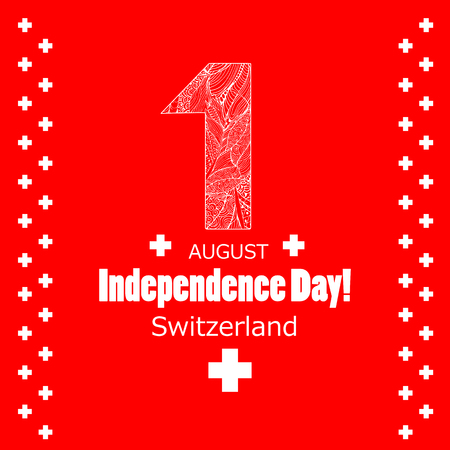 Independence Day, 1 august. Switzerland holiday Swiss Day. Red background and white text.のイラスト素材