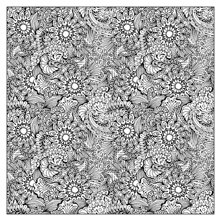 Black Bandana Print design. Fabric pattern for silk scarf. Border vector ornaments.のイラスト素材