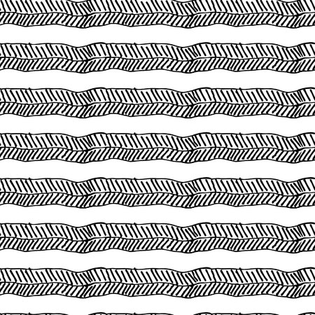 Hand drawn seamless pattern, vector texture for handmade design. Black mono color art.のイラスト素材