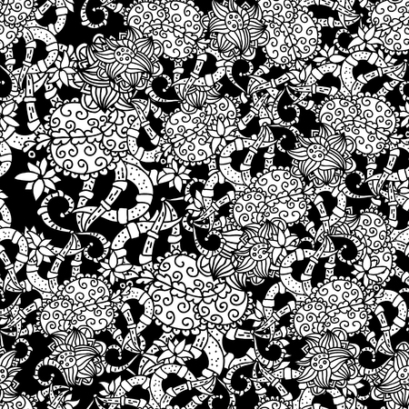 Coloring book page design with pattern. Mandala ethnic ornament. Isolated vector illustration in doodle style. Headwear or neckwear design.のイラスト素材