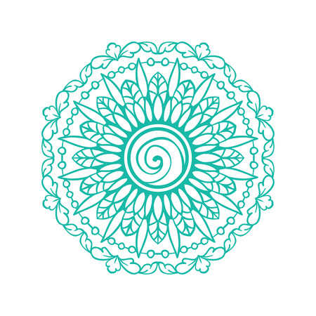 Blue round ornamental mandala. Simple pattern for tshirt print design or greeting card.のイラスト素材