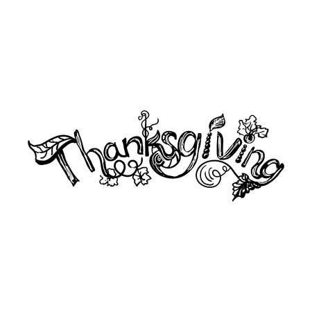 Thanksgiving hand lettering design with hand drawn rough sketch black inscriptionのイラスト素材