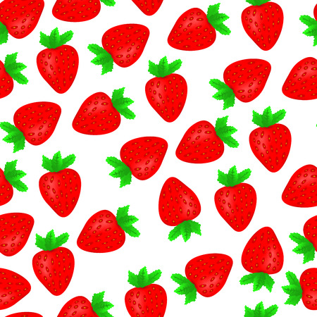 Red realistic strawberries seamless pattern. Fashion tablecloth fabric designのイラスト素材