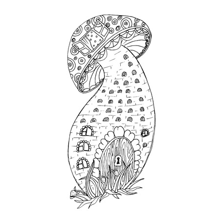 Adult coloring book page. Mono color black ink illustrationのイラスト素材