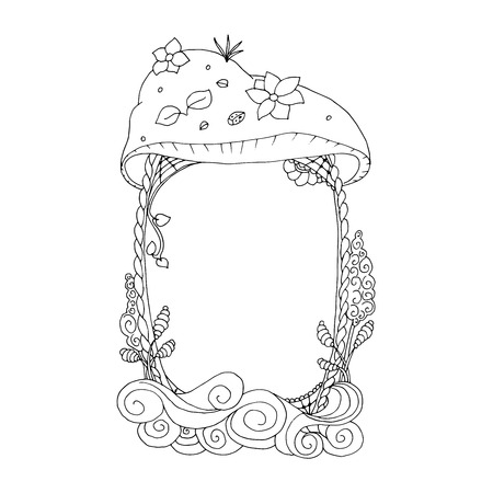 Coloring book page house isolated element with space for text, quote or inscriptionのイラスト素材