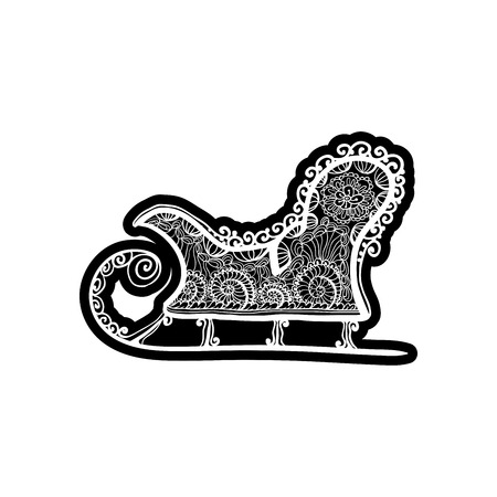 Vintage sled for winter sport. Knockout printing sticker,isolated clipart. Vector illustrationのイラスト素材