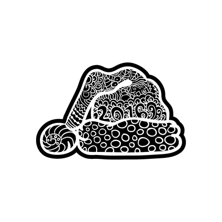 Santas hat. Knockout printing sticker,isolated clipart. Vector illustrationのイラスト素材