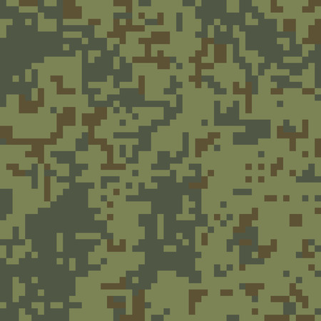 Pixel camo seamless pattern. Green forest camouflage. Vector fabric textile print designのイラスト素材