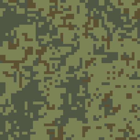 Pixel camo seamless pattern. Green forest camouflage. Vector fabric textile print designのイラスト素材