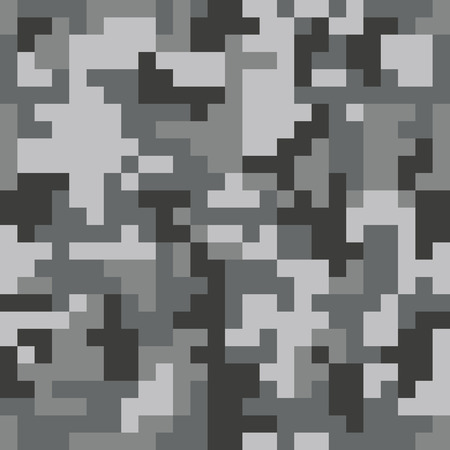 Pixel camo seamless pattern. Grey urban camouflage. Vector fabric textile print designのイラスト素材