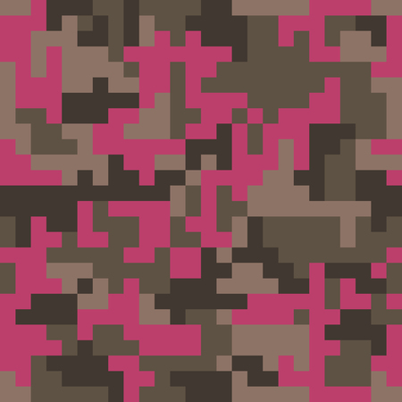 Pixel camo seamless pattern. Fashion pink trendy camouflage for game industry. Vector fabric textile print design. Femimine styleのイラスト素材