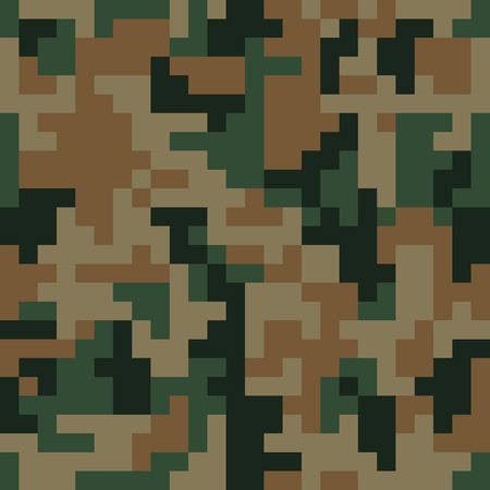 Pixel camo seamless pattern. Green forest camouflage. Vector fabric textile print designのイラスト素材