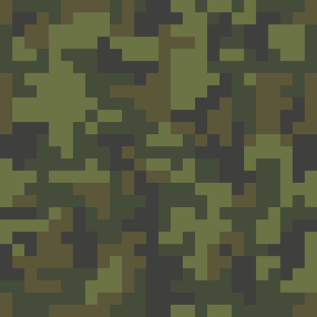 Pixel camo seamless pattern. Green forest camouflage. Vector fabric textile print designのイラスト素材