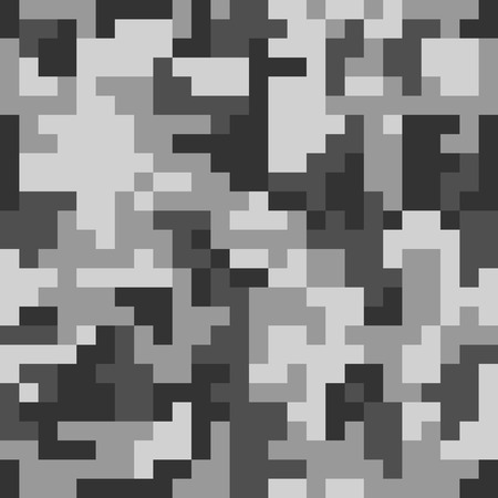 Pixel camo seamless pattern. Grey urban camouflage. Vector fabric textile print designのイラスト素材