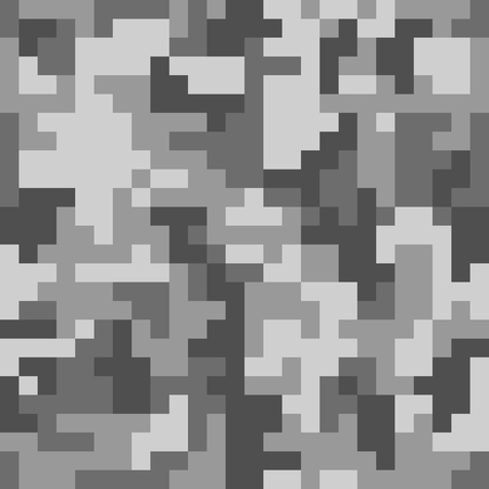Pixel camo seamless pattern. Grey urban camouflage. Vector fabric textile print designのイラスト素材