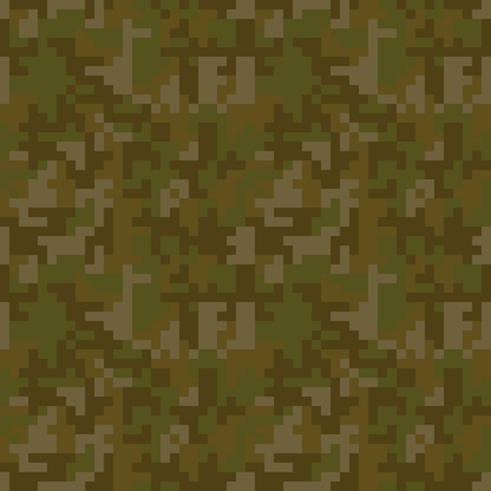 Pixel camo seamless pattern. Brown desert or jungle camouflage. Vector fabric textile print designのイラスト素材
