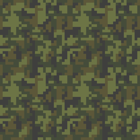 Pixel camo seamless pattern. Green forest camouflage. Vector fabric textile print designのイラスト素材