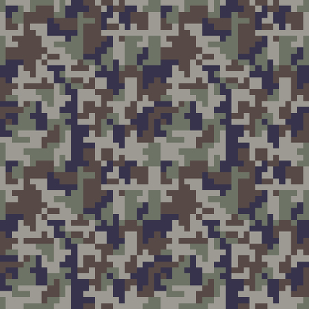 Pixel camo seamless pattern. Blue camouflage. Vector fabric textile print designのイラスト素材