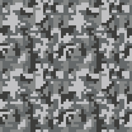 Pixel camo seamless pattern. Grey urban camouflage. Vector fabric textile print designのイラスト素材