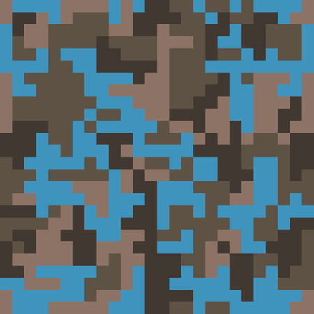 Pixel camo seamless pattern. Fashion blue trendy camouflage for game industry. Vector fabric textile print design.のイラスト素材
