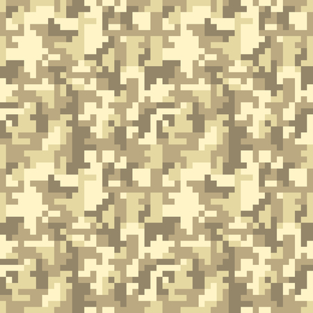 Pixel camo seamless pattern. Brown desert or jungle camouflage. Vector fabric textile print designのイラスト素材