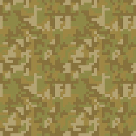 Pixel camo seamless pattern. Brown desert or jungle camouflage. Vector fabric textile print designのイラスト素材