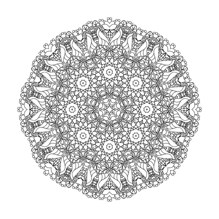 Mandala. Ethnic decorative round element. Hand drawn lacy pattern. Islam, Arabic, Indian, ottoman motifs Boho styleのイラスト素材