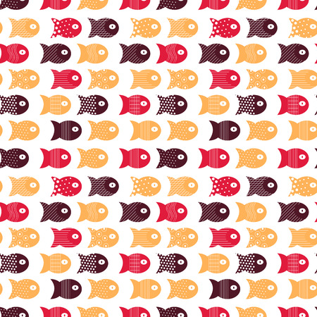 Fish seamless pattern for fabric textile design, pillows, wallpapers,cloth,bags,scrapbook paper. Vector illustrationのイラスト素材