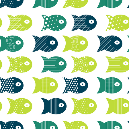 Fish seamless pattern for fabric textile design, pillows, wallpapers,cloth,bags,scrapbook paper. Vector illustrationのイラスト素材