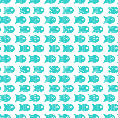 Fish seamless pattern for fabric textile design, pillows, wallpapers,cloth,bags,scrapbook paper. Vector illustrationのイラスト素材