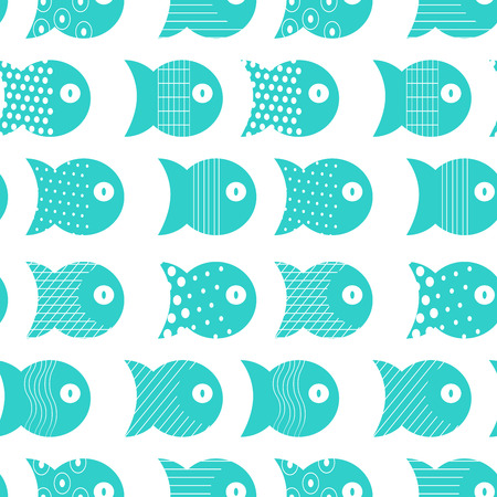 Fish seamless pattern for fabric textile design, pillows, wallpapers,cloth,bags,scrapbook paper. Vector illustrationのイラスト素材