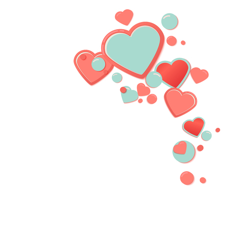 Pink hearts with drops. Valentines Day Greeting Banner isolated on white background. Romantic Lovely Frame card design template for Mothers Day.のイラスト素材