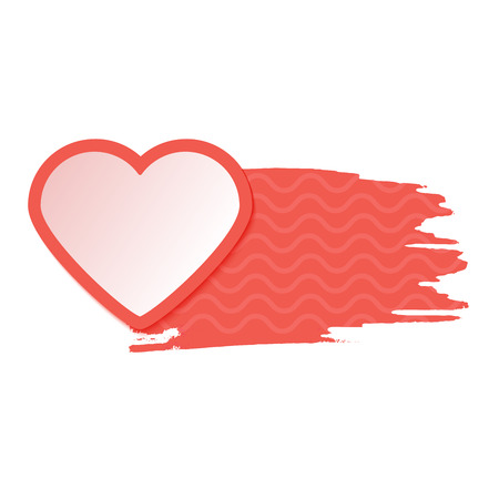 Red single isolated heart with watercolor style strokes and drops. Valentines Day Greeting Banner isolated on white background. Romantic Lovely Frame card design template for Mothers Day.のイラスト素材