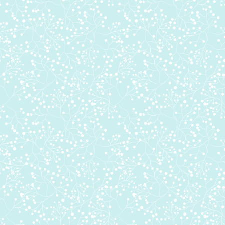 Cute seamless pattern with white leaf brunchs on the light blue backgroundのイラスト素材
