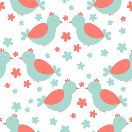 Seamless pattern with cute and chic birds animal for lovers and Valentines day design, fabric textile printのイラスト素材
