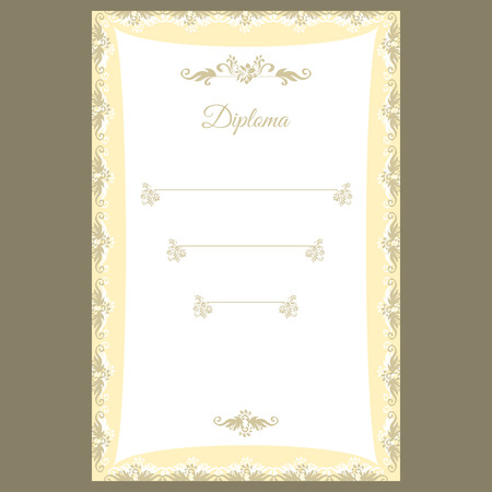 Diploma template or certificate frame, border design. Can be used for wedding, business documents and otherのイラスト素材