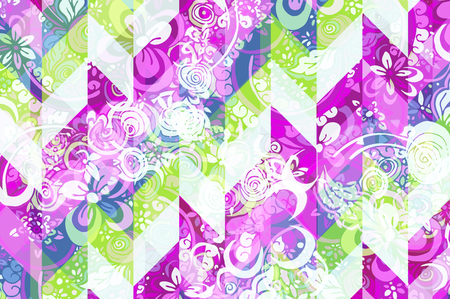 Romantic patterned wallpaper for interior design or websites. With white overlay ornament and geometric rhombus shapesのイラスト素材