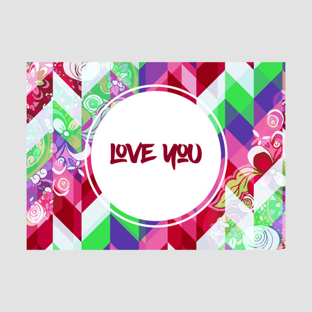 Romantic patterned poster for Valentines Day holiday. With love you inscriptionのイラスト素材