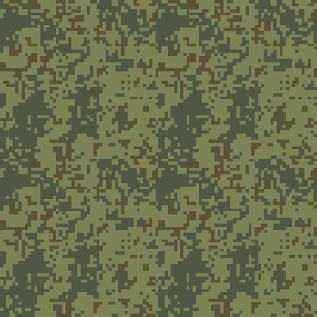 Pixel camo seamless pattern. Green forest camouflage. Vector fabric textile print designのイラスト素材