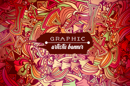 Art party poster template with doodle style multicolor pattern and decorative elementsのイラスト素材