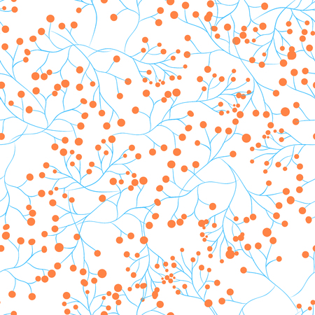 Seamless pattern for floral design with abstract decorative lacy branches and dots. Vector illustration.のイラスト素材