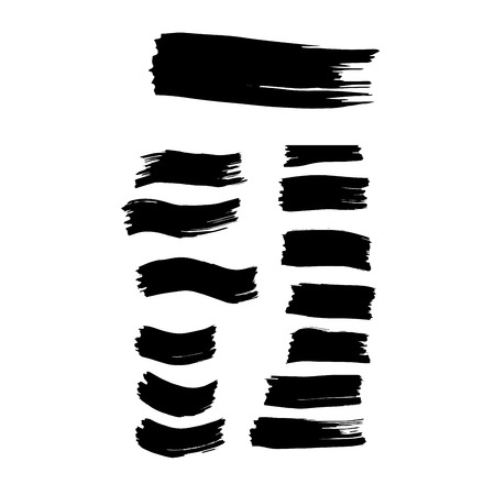 Collection of black ink hand drawn paintbrush brush vector illustration. For decorative banner design. Strokes, scribbles isolated set.のイラスト素材