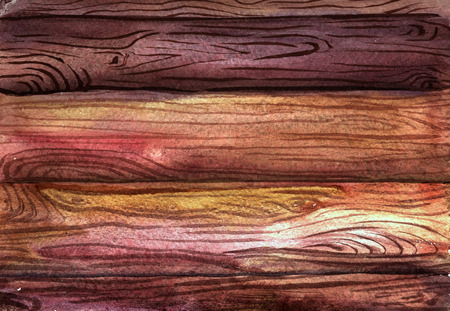 Watercolor artwork, wooden horizontal planks. Raster illustrationの写真素材