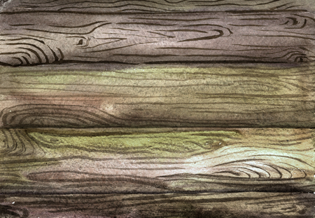 Watercolor artwork, wooden horizontal planks. Raster illustrationの写真素材