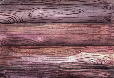 Watercolor artwork, wooden horizontal planks. Raster illustrationの写真素材