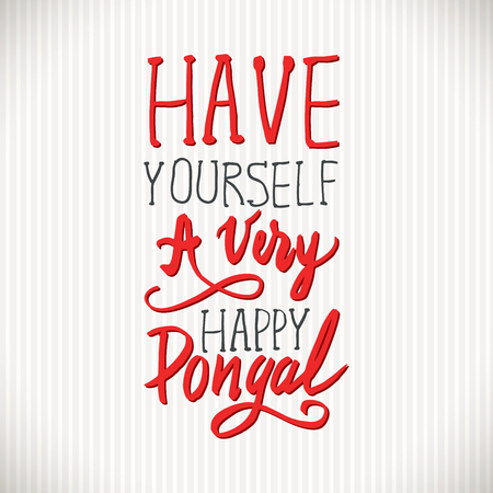 Have yourself a very happy Pongal handwritten red and black vintage posterのイラスト素材